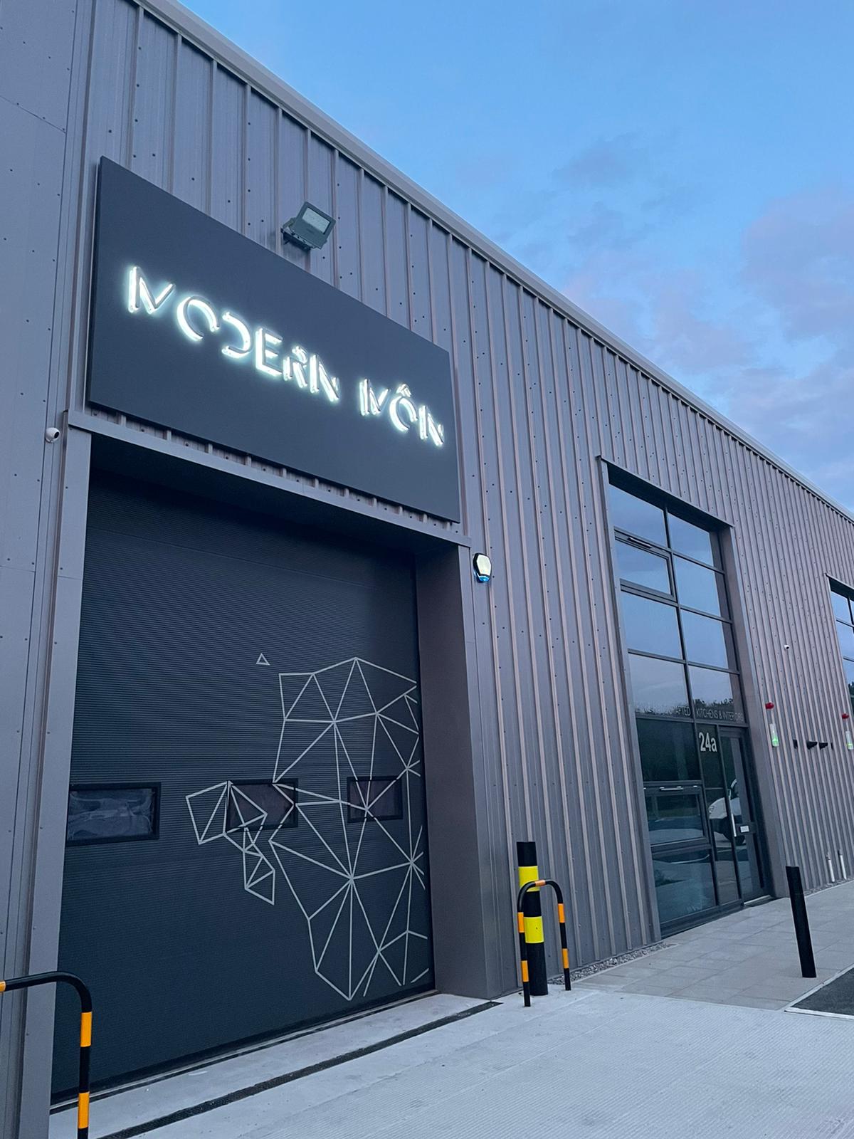 Front lit 3D LED letters on the Modern Mon unit fascia